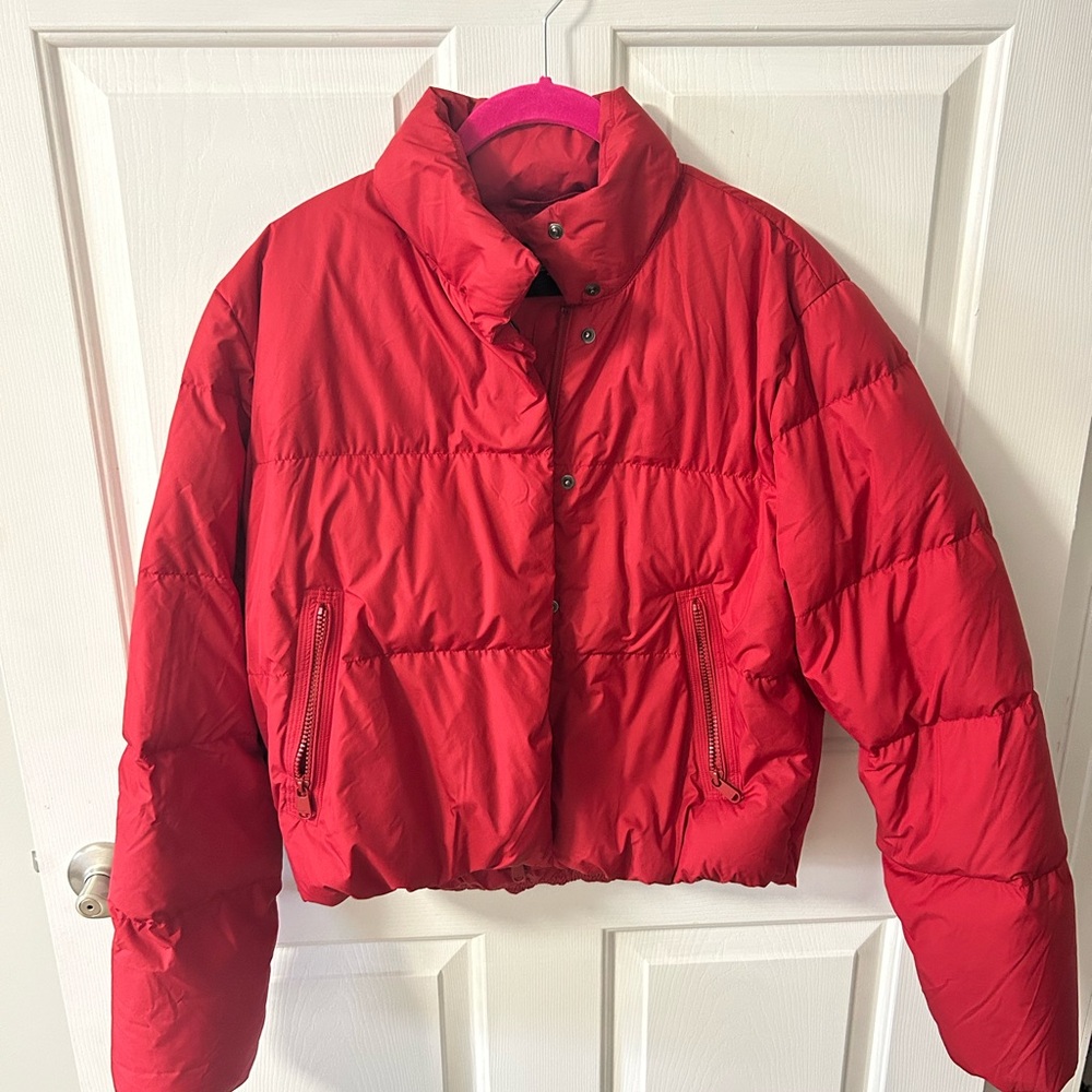Athleta Red Puffer Cropped Jacket - image 2
